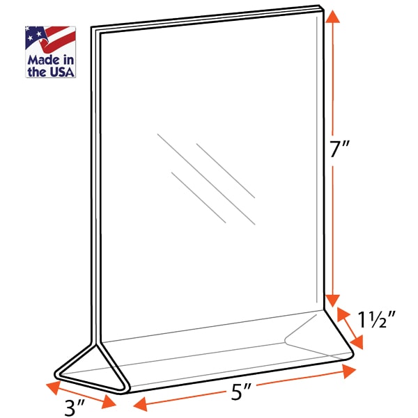 5 x 7 T-Style Acrylic Sign Holder, Bottom Loading, TableTop