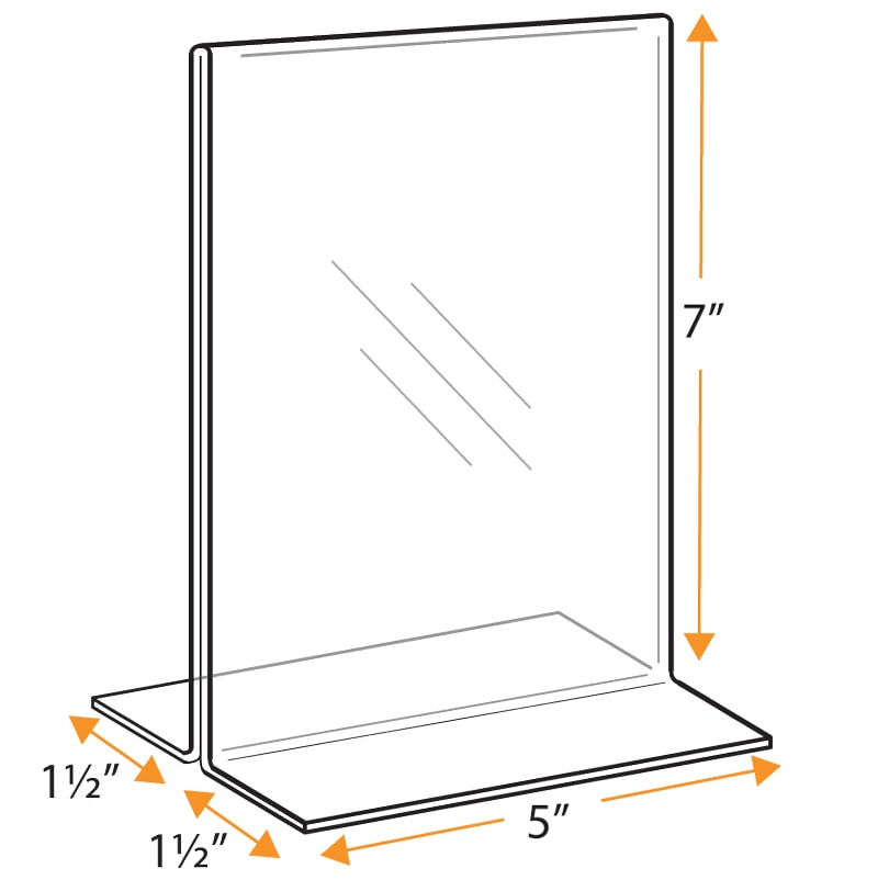 5 x 7 T-Style Acrylic Sign Holder, Bottom Loading, TableTop