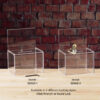 A Clear Acrylic donation / ballot box showcases with 2 different locking styles