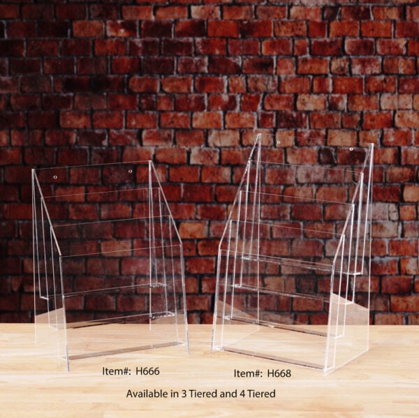 Clear 3 or 4 tiered brochure holder