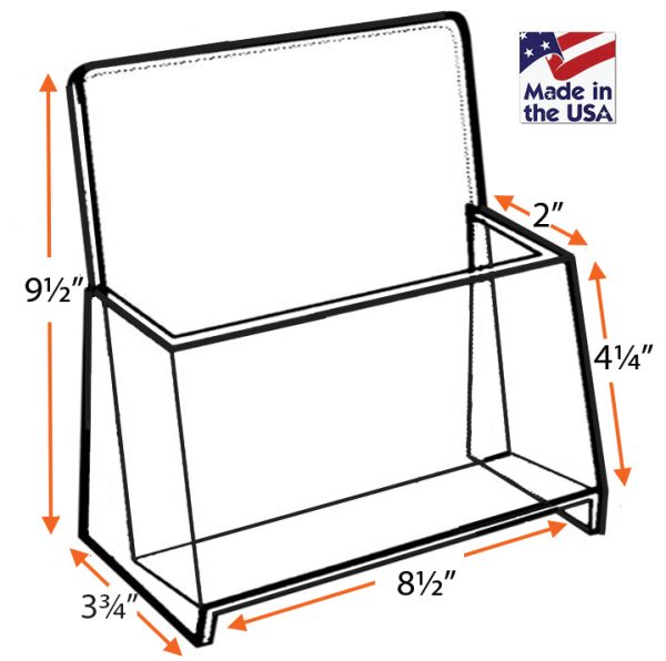 Upscale Brochure Holder 8.5"wide 11"high x 2"deep(Black)