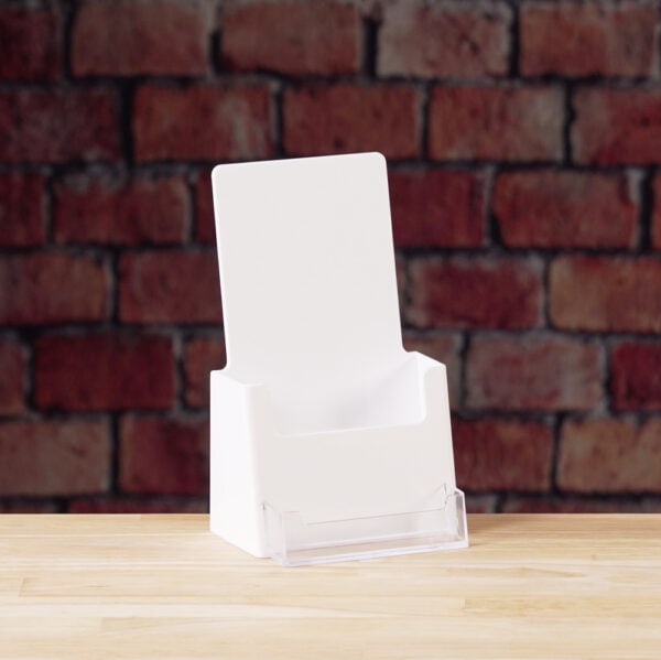 White Trifold literature holder with Business card pocket