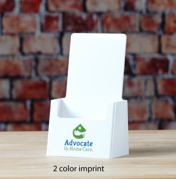 An elegant White Trifold Brochure holder with custom logo printed.