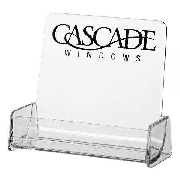 Clear high back business card holder with custom logo