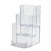 Clear 3 pocket brochure holder wall or countertop with business care holder