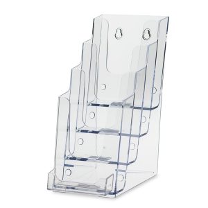 Clear 4 tiered Brochure Holder with Business Card pocket