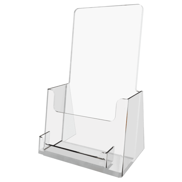 Clear Trifold Brochure Holder with Business Care pocket