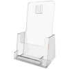 Clear Trifold Brochure holder for Wall or Counter with business card pocket