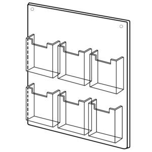 Clear WALL MOUNT display with 6 tri-fold literature pockets are very popular and affordable