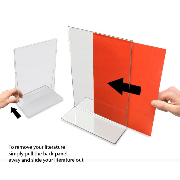 table tents, signs, counter top frames, H9 ip, H9-0705 ip, 7 x 5, 7 x 5,  Styrene, Horizontal, Open Bottom, Bottom Loading, Ad Frame, Sign Holder