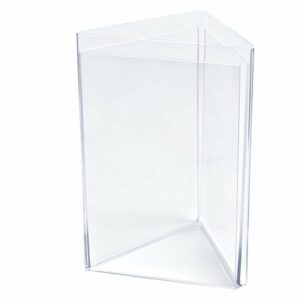 vertical triangle print frame has three acrylic panels